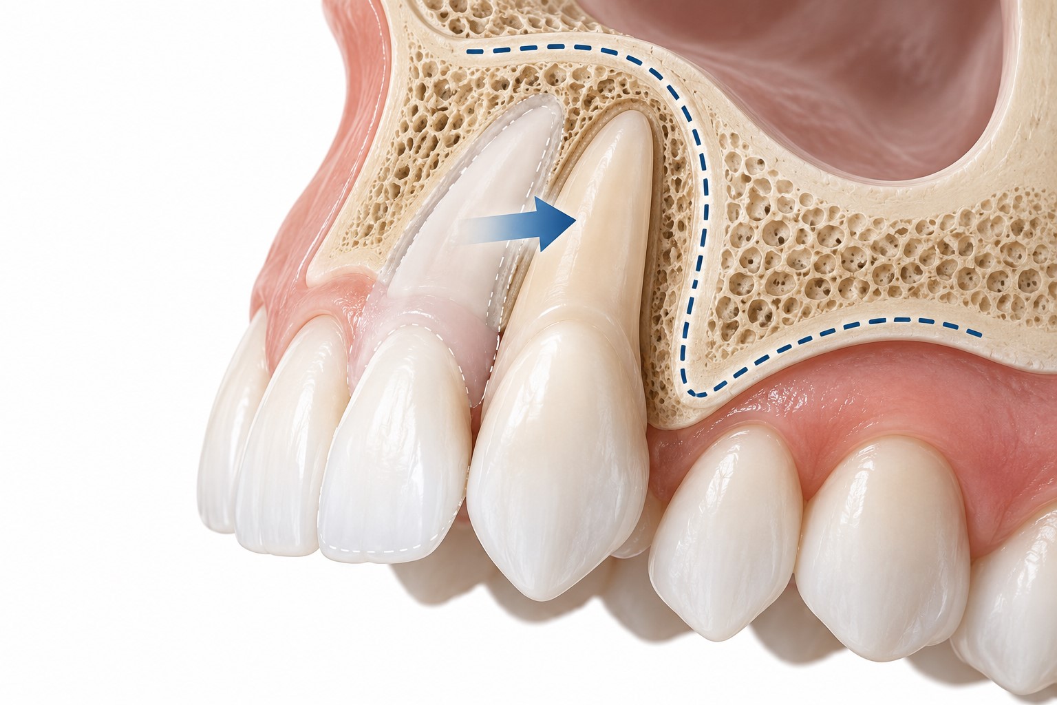 위 앞니를 뒤로 이동할 때 잇몸뼈 재형성의 한계 (The limitation of alveolar bone …